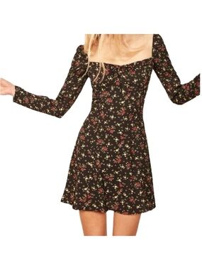 Reformation Sydney Dress Black Floral Sweetheart Mini Size 10